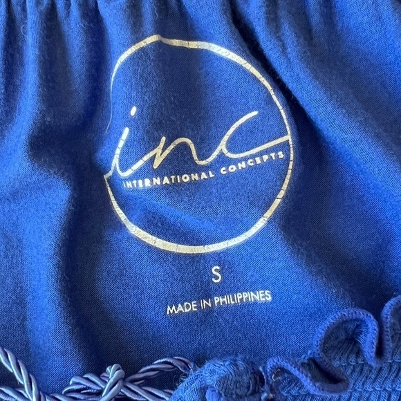 Inc International Concepts Royal Blue Blouson Peasant Top Size Small - Picture 4 of 11